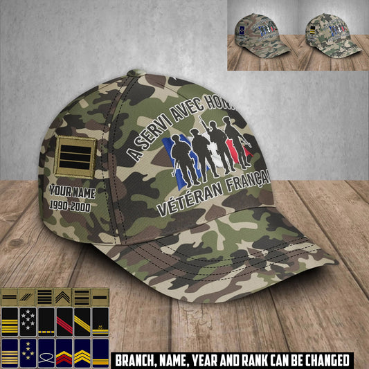 Personalized Rank, Year And Name France Soldier/Veterans Baseball Cap - 17676576