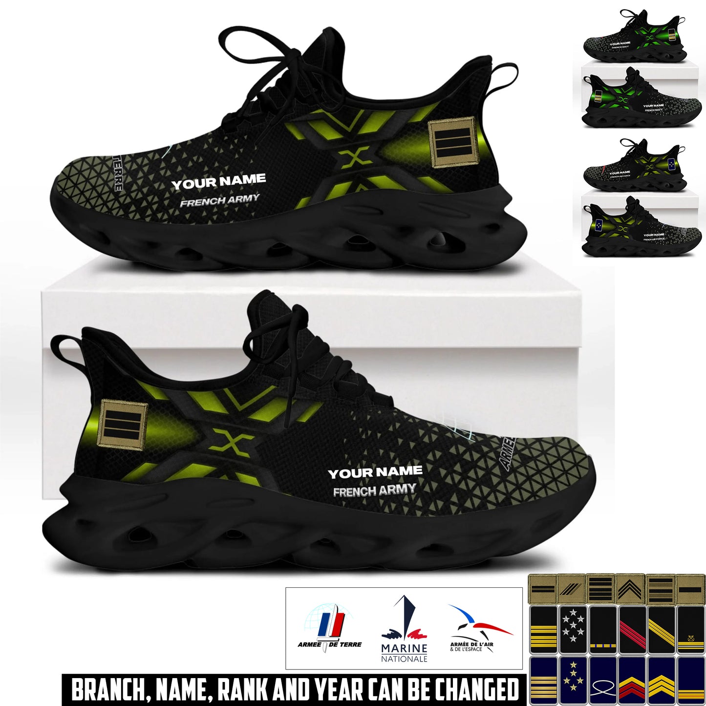 Personalized France Soldier/ Veteran With Name And Rank Men Sneakers - 17592768