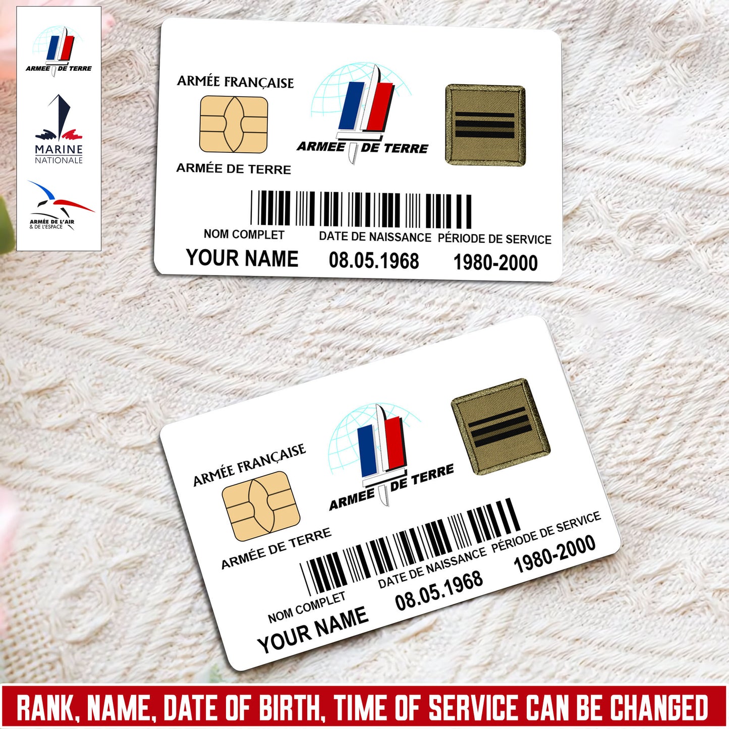 Personalized France Soldier/ Veteran With Rank, Name And Year Aluminum Wallet Card - 1750723201