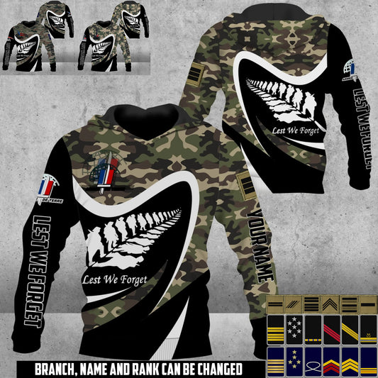 Personalized France Soldier/Veteran Camo with Name & Rank Hoodie All Over Printed - 17673984