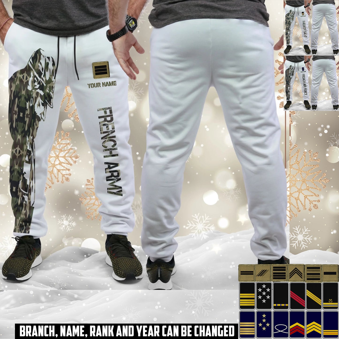 Personalized France Soldier/ Veteran With Name And Rank Unisex Jogger - 17594496