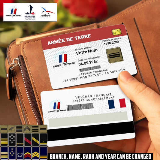 Personalized France Soldier/ Veteran With Rank, Name And Year Aluminum Wallet Card - 17502912