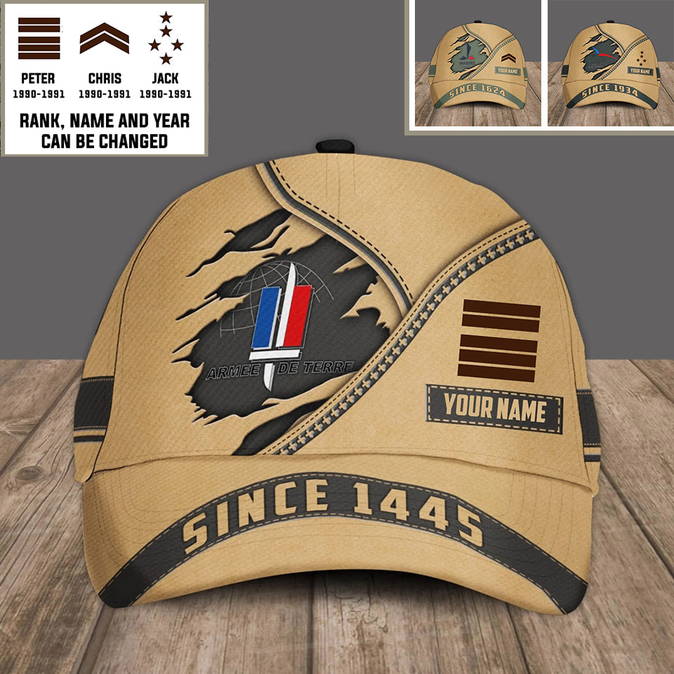 Personalized Rank And Name France Soldier/Veterans Baseball Cap - 17484768