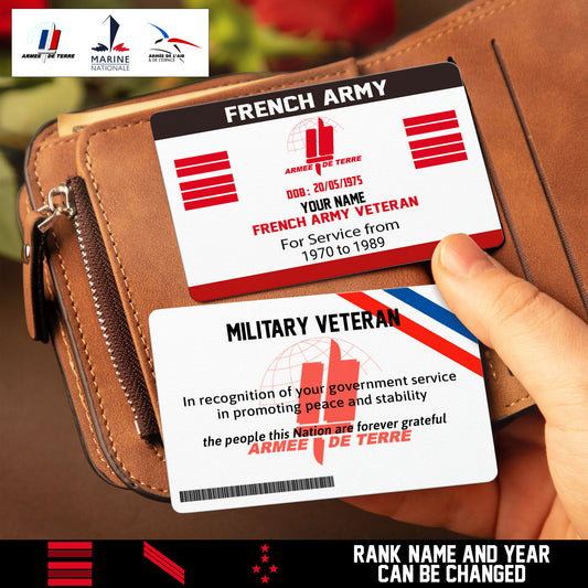 Personalized France Soldier/ Veteran With Rank, Name And Year Aluminum Wallet Card - 17471808