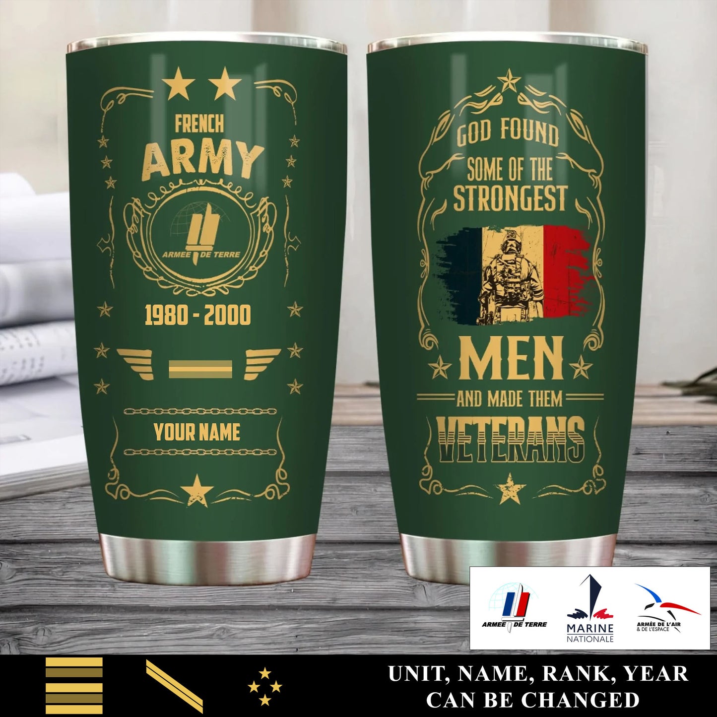 Personalized France Veteran/ Soldier With Rank, Year And Name Camo Tumbler - 17496864