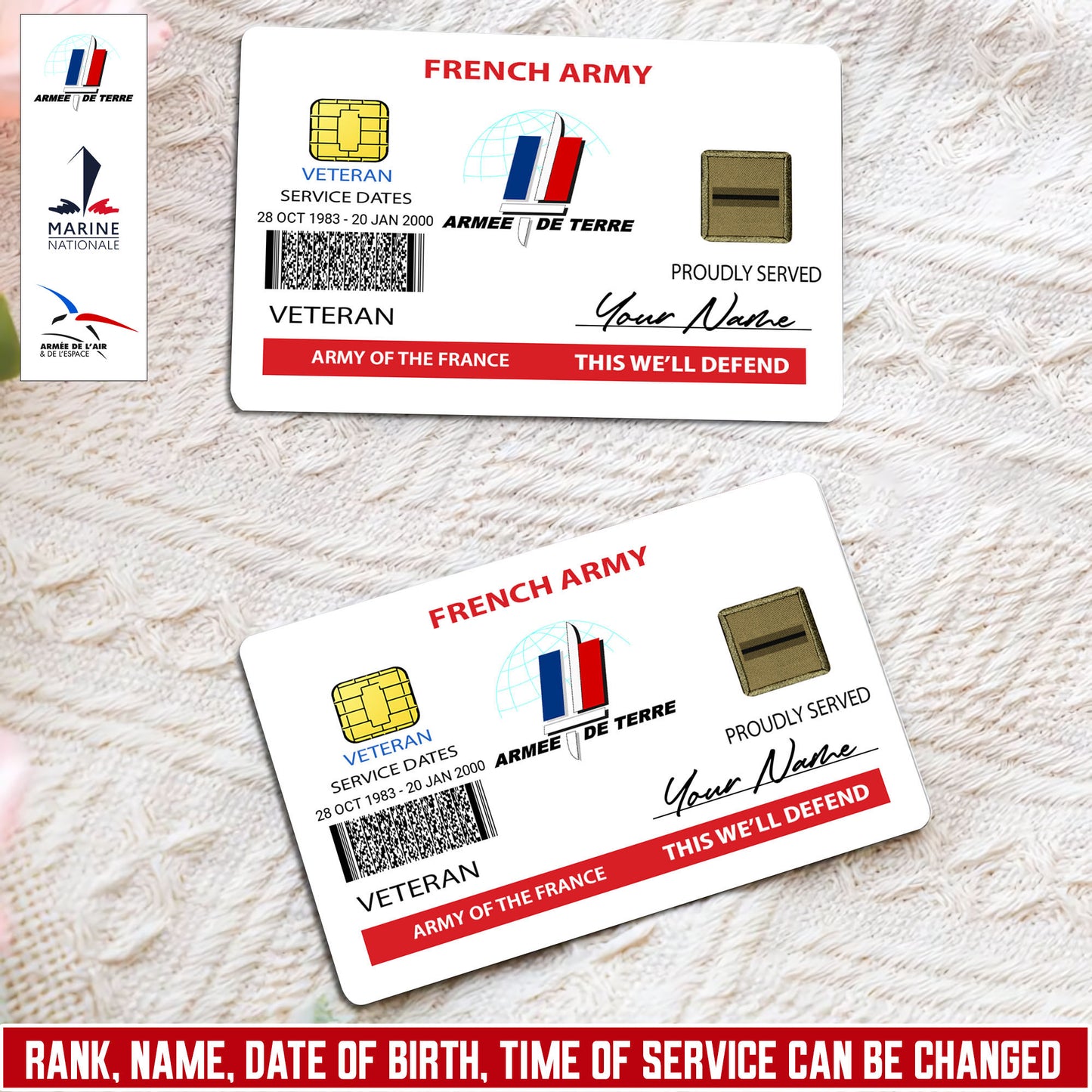 Personalized France Soldier/ Veteran With Rank, Name And Year Aluminum Wallet Card - 17472672