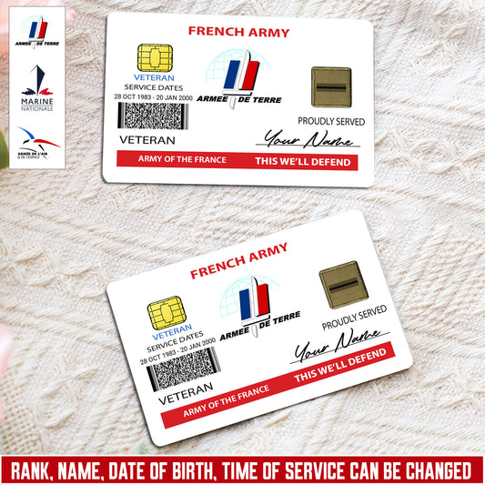 Personalized France Soldier/ Veteran With Rank, Name And Year Aluminum Wallet Card - 17472672