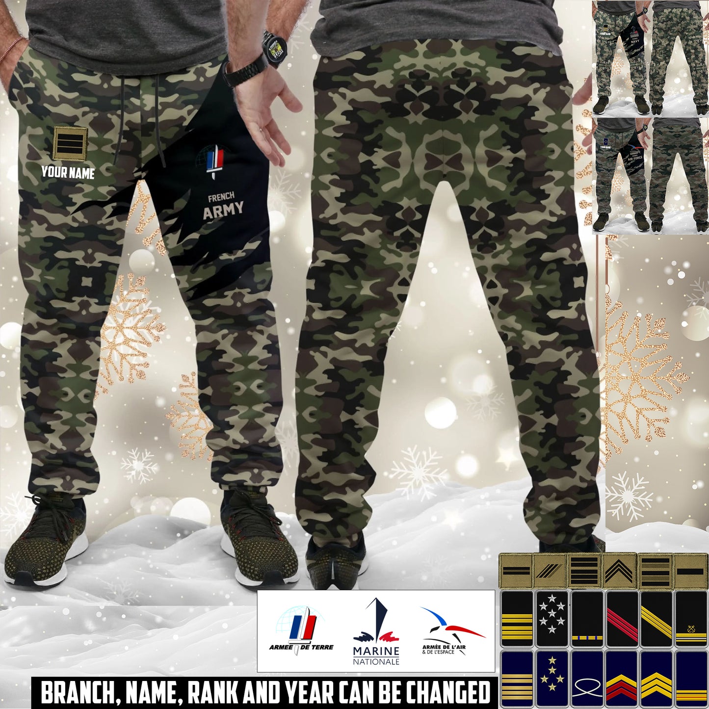 Personalized France Soldier/ Veteran With Name And Rank Unisex Jogger - 17584128