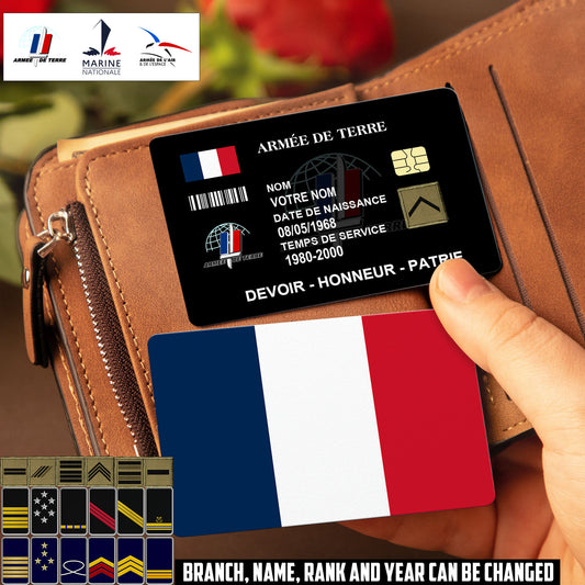 Personalized France Soldier/ Veteran With Rank, Name And Year Aluminum Wallet Card - 17521920