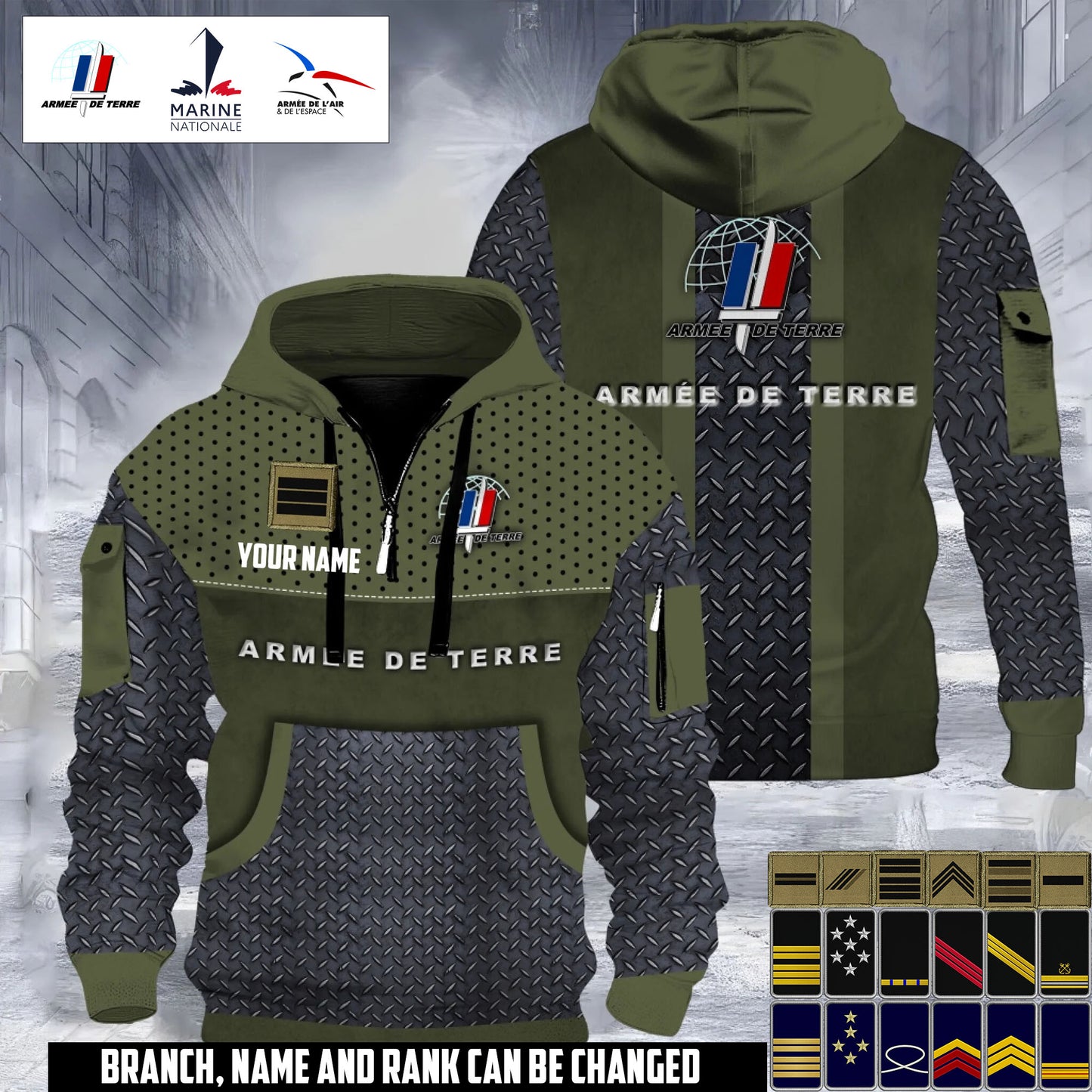 Personalized France Soldier/ Veteran With Rank And Name 3D Half-zip Hoodie - 17693856