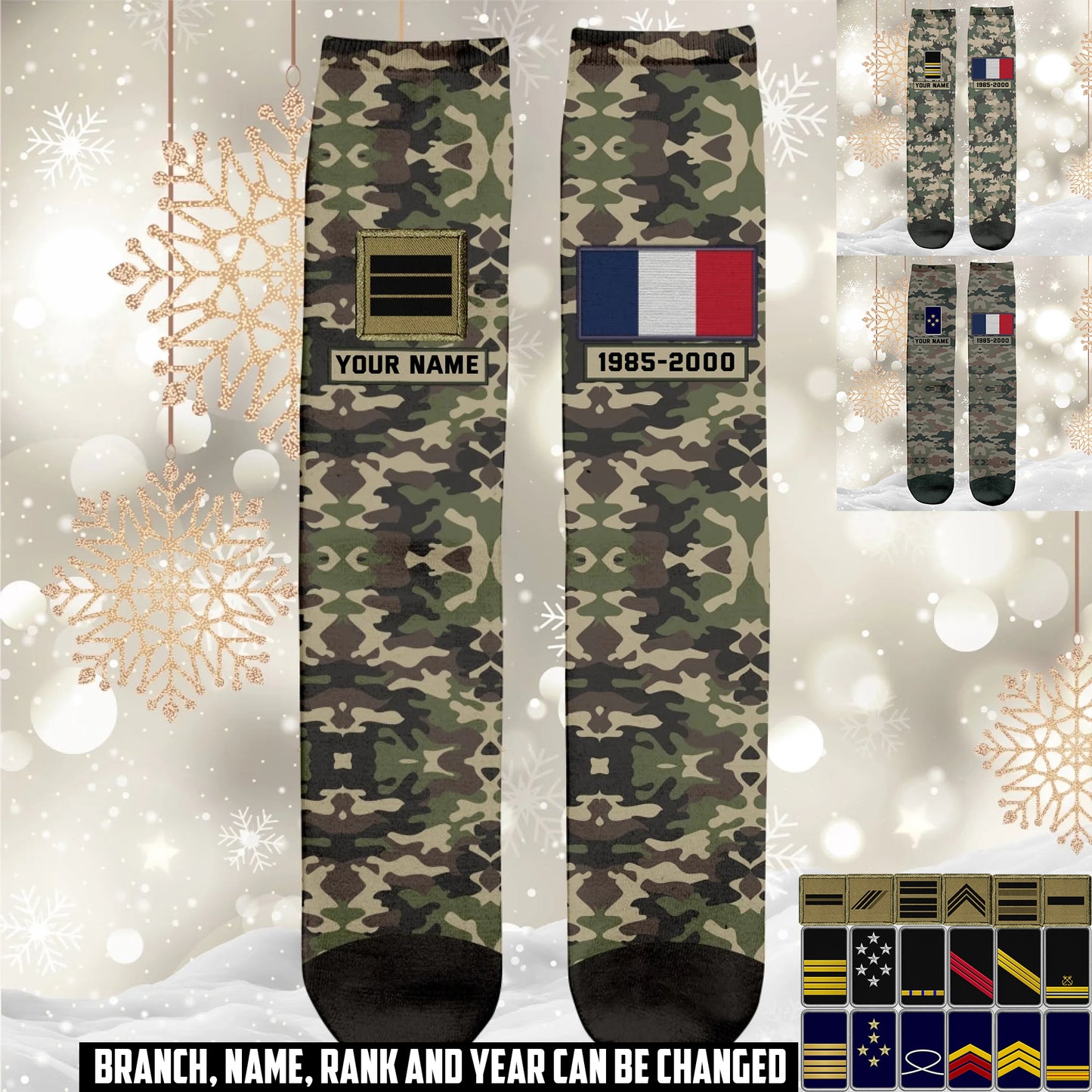 Personalized France Soldier/ Veteran With Name And Rank Socks - 17591904