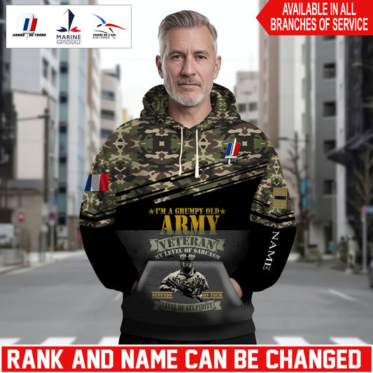 Personalized France Soldier/Veteran Camo with Name and Rank Hoodie Sweater All Over Printed - 1761350403