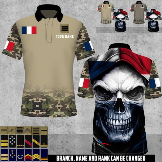 Personalized France Soldier/Veteran Camo with Name and Rank Polo All Over Printed - 17660160