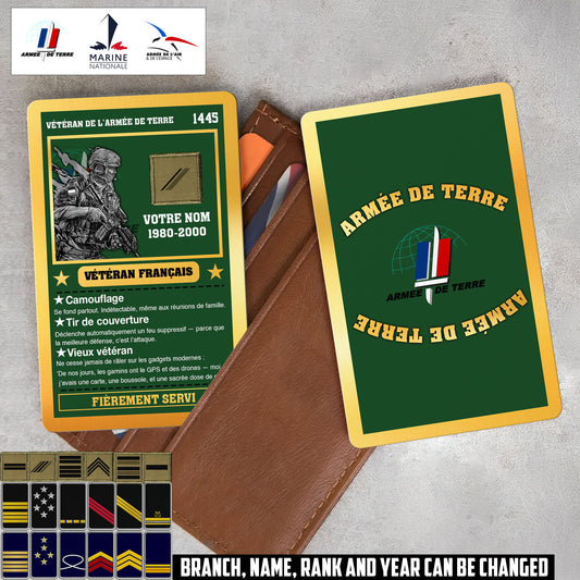 Personalized France Soldier/ Veteran With Rank, Name And Year Aluminum Wallet Card - 17508096