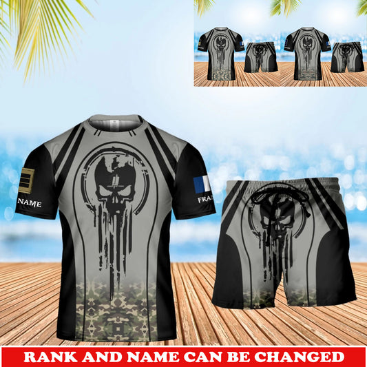 Personalized France Veteran/ Soldier With Rank and Name Combo T-Shirt + Short All Over Print - 17741376