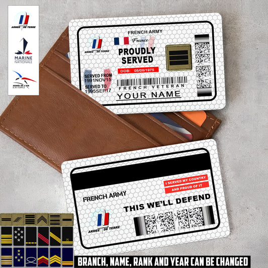 Personalized France Soldier/ Veteran With Rank, Name And Year Aluminum Wallet Card - 17470944