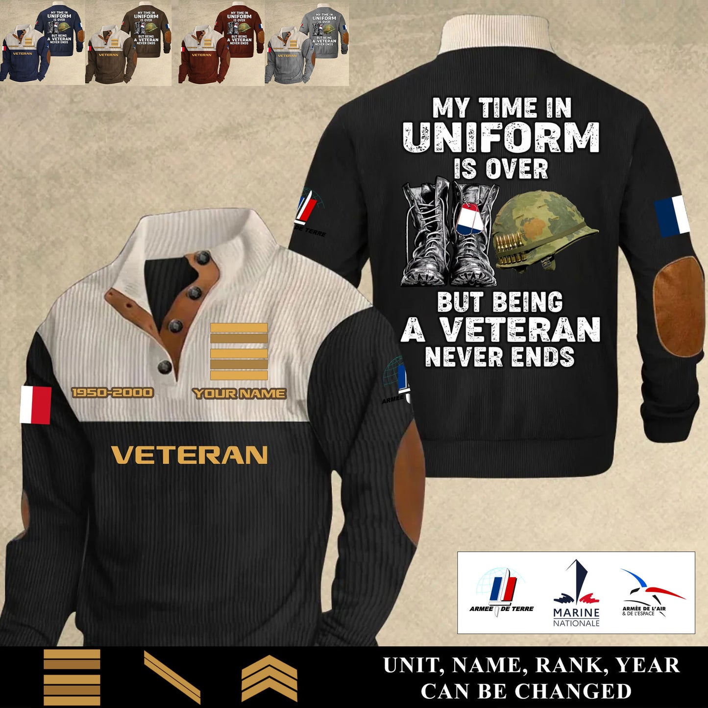 Personalized France Soldier/ Veteran With Name, Year And Rank Sports Sweatshirt - 17553024