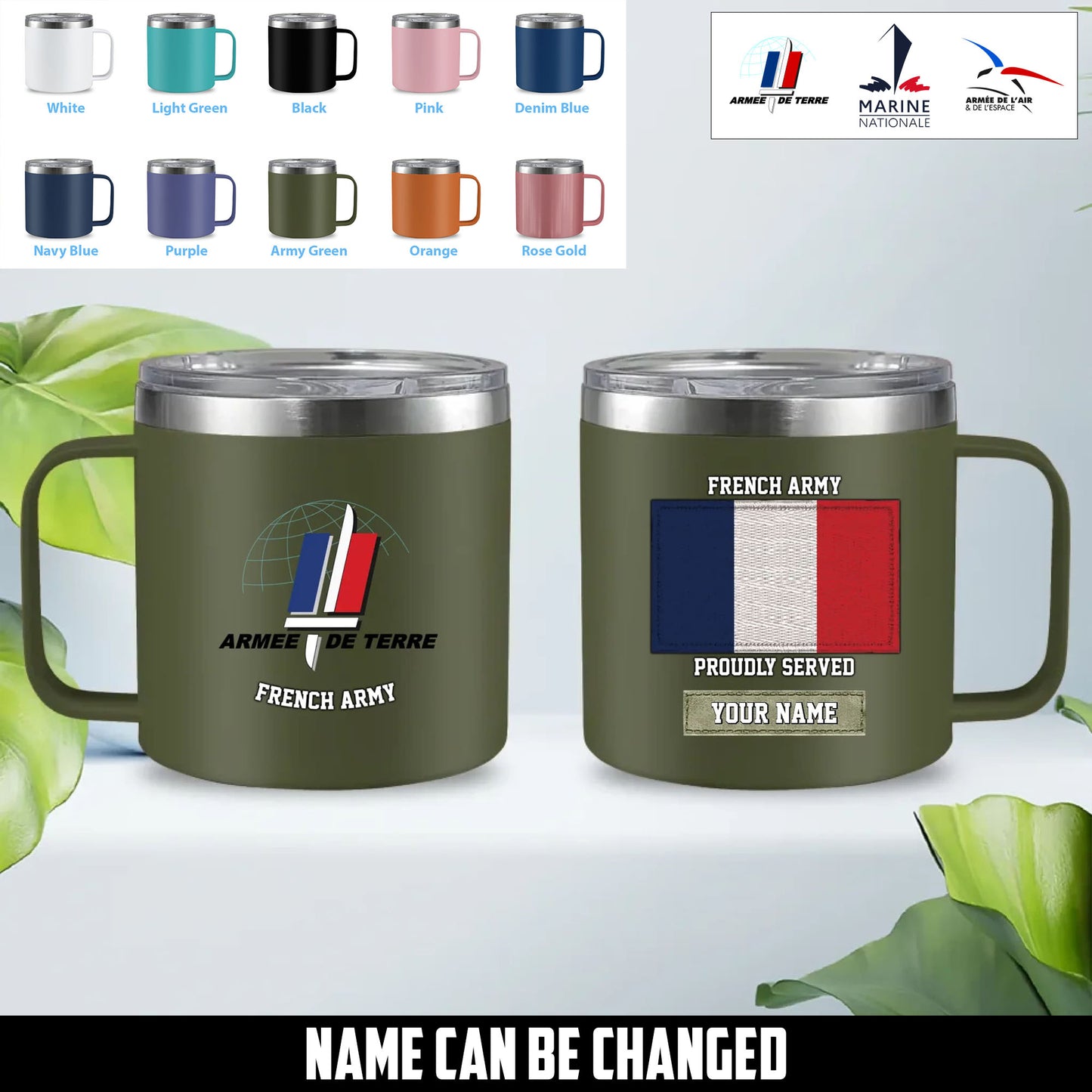 Personalized France Soldier/ Veteran With Name  Stainless Steel Coffee Mug Printed - 1761177602