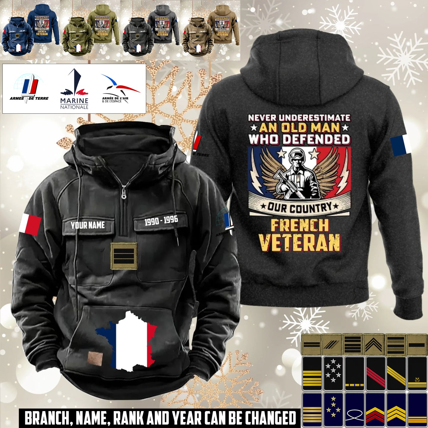 Personalized France Soldier/Veteran Vintage Hoodie All Over Printed - 1760400002