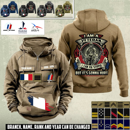 Personalized France Soldier/Veteran Vintage Hoodie All Over Printed - 17544384