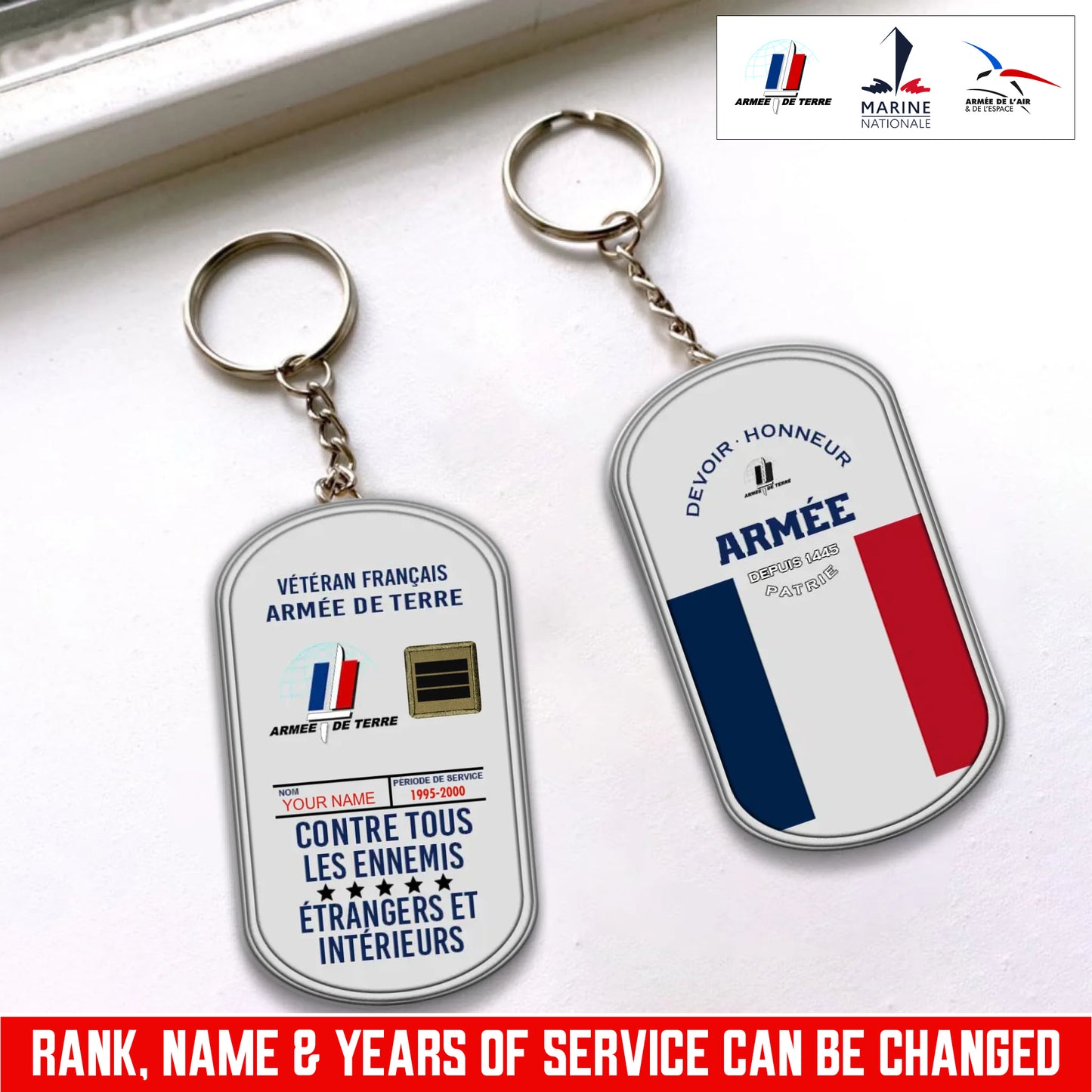 Personalized Rank And Name And Year France Soldier/Veterans Acrylic Keychain - 17681760