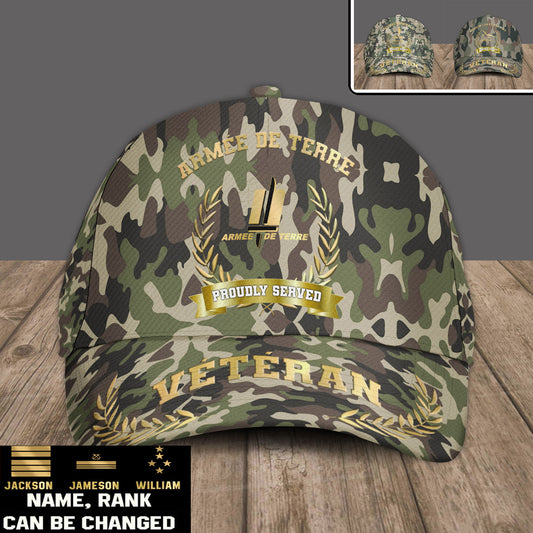 Personalized Rank, Year And Name France Soldier/Veterans Baseball Cap - 17534016