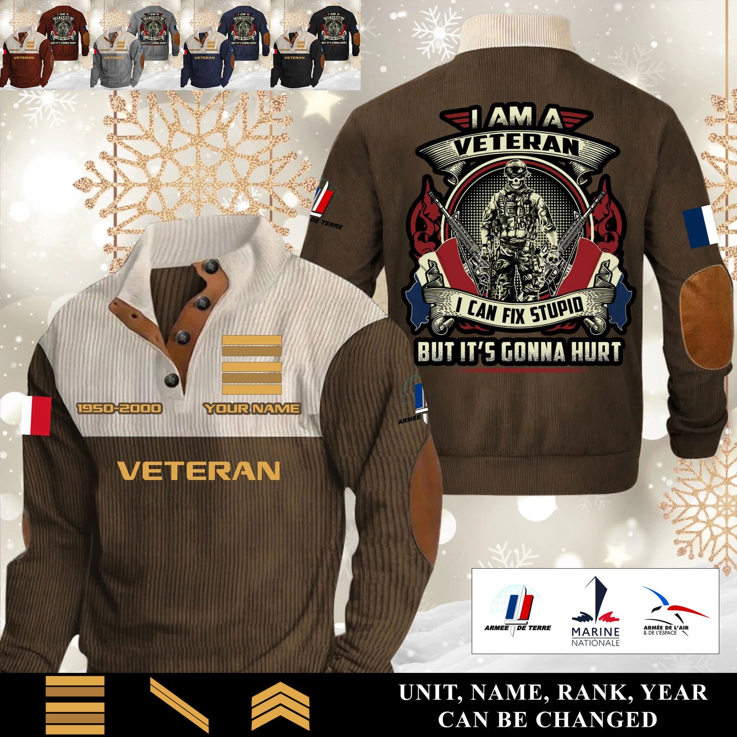 Personalized France Soldier/ Veteran With Name, Year And Rank Sports Sweatshirt - 17554752