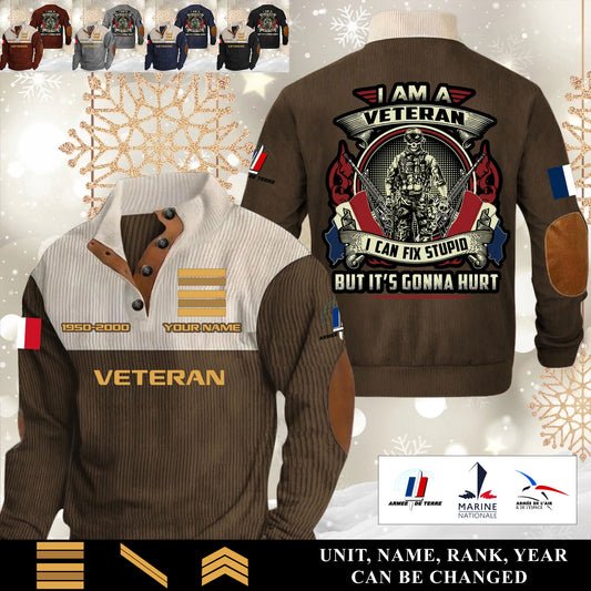 Personalized France Soldier/ Veteran With Name, Year And Rank Sports Sweatshirt - 17554752