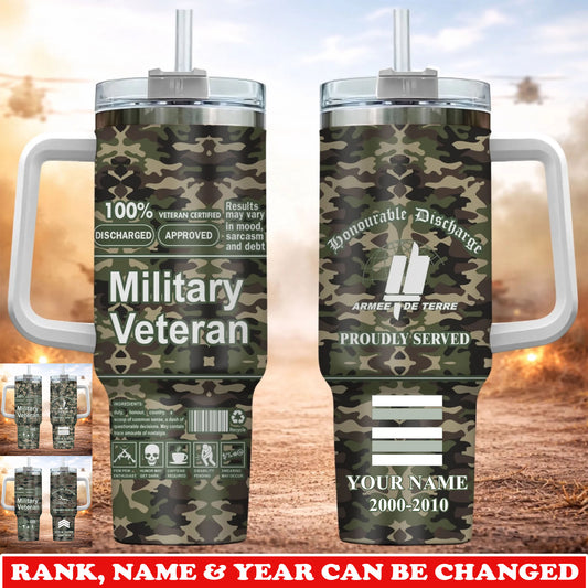 Personalized France Veteran/ Soldier With Rank, Year And Name Camo Tumbler - 17745696