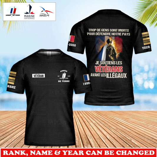 Personalized France Soldier/Veteran Camo with Rank, Name & Year T-Shirt All Over Printed - 17737056