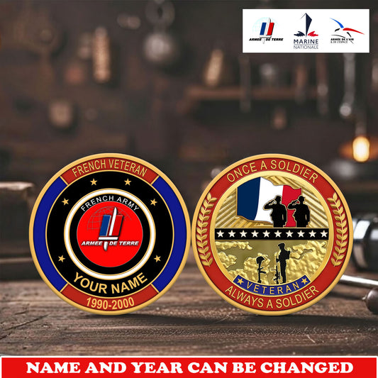 Personalized France Veteran/ Soldier With Name And Year Challenge Coin - 17742240