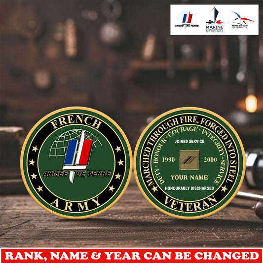 Personalized France Veteran/ Soldier With Rank,  Name And Year Challenge Coin - 17744832