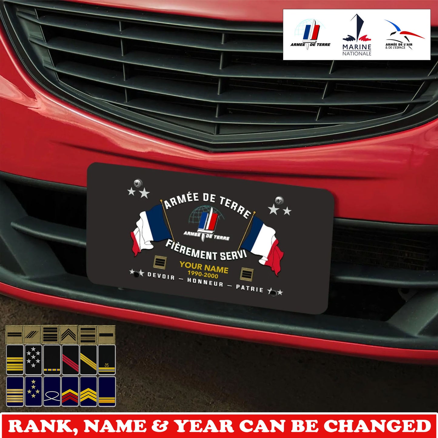 Personalized France Veteran/ Soldier With Rank, Name And Year License Plate - 17763840