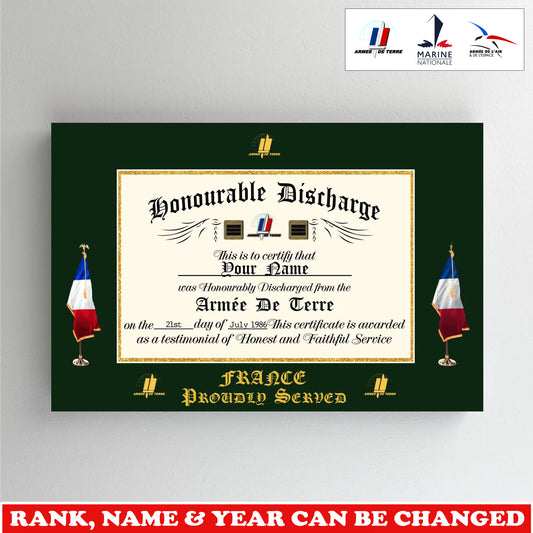 Personalized France Soldier/Veteran with Rank, Name & Year Canvas - 17739648