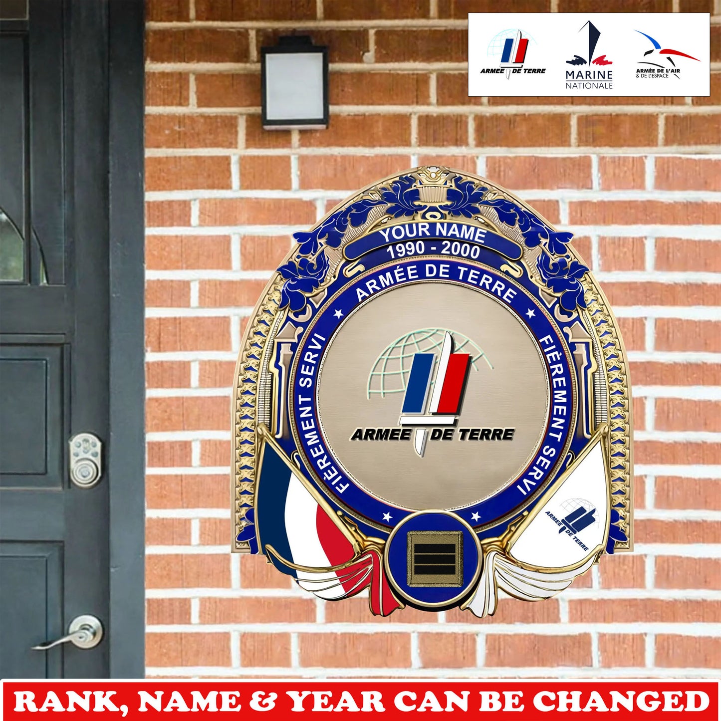 Personalized Rank, Name And Year France Soldier/Veterans Wooden Sign - 17736192
