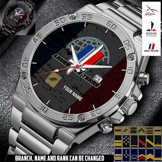 Personalized France Soldier/ Veteran With Name And Year Gentleman Stainless Steel Watch - 17559072