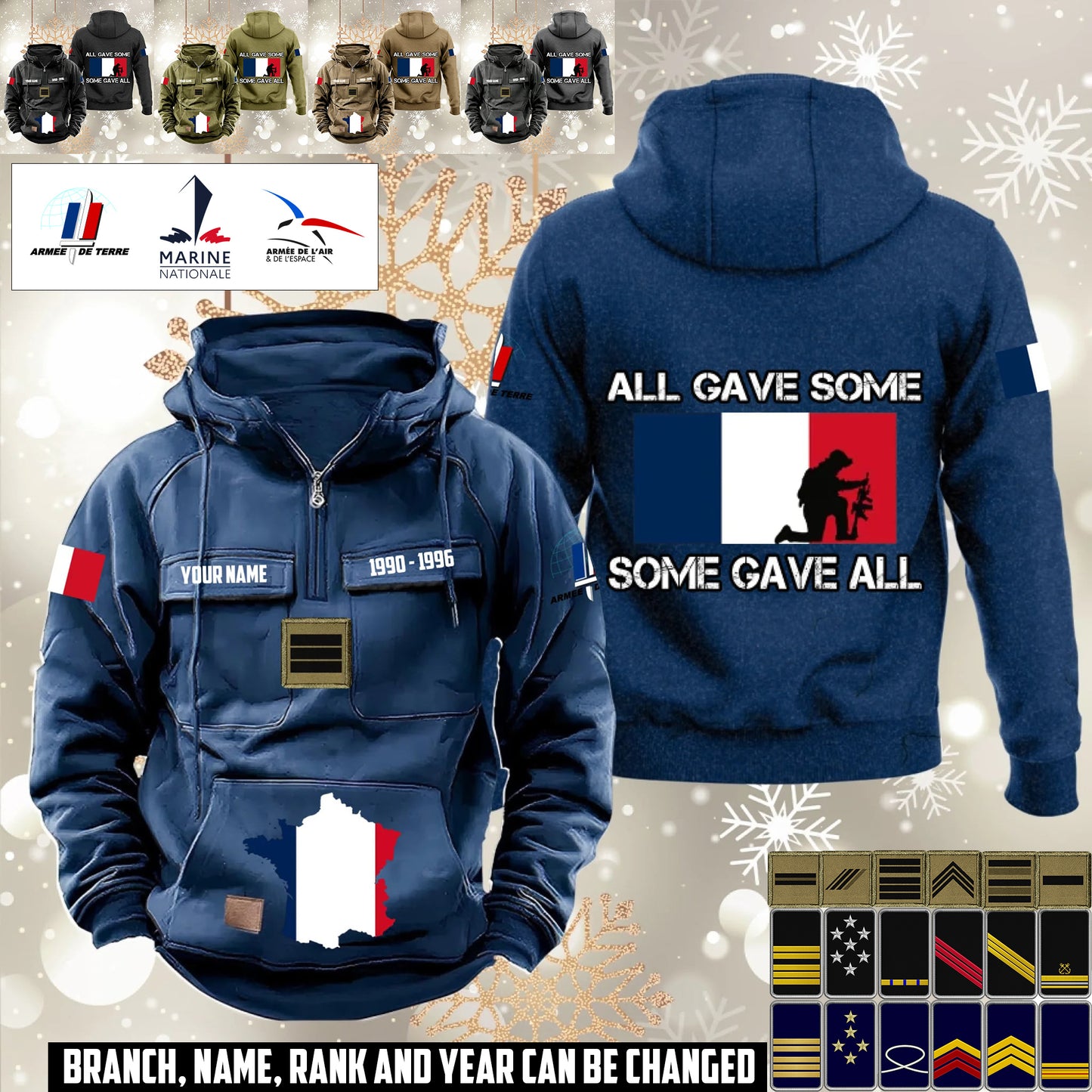Personalized France Soldier/Veteran Vintage Hoodie All Over Printed - 1760400001