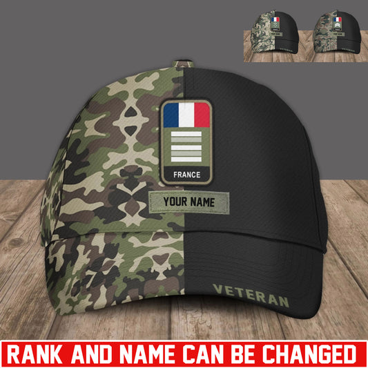 Personalized Rank And Name France Soldier/Veterans Baseball Cap - 17734464