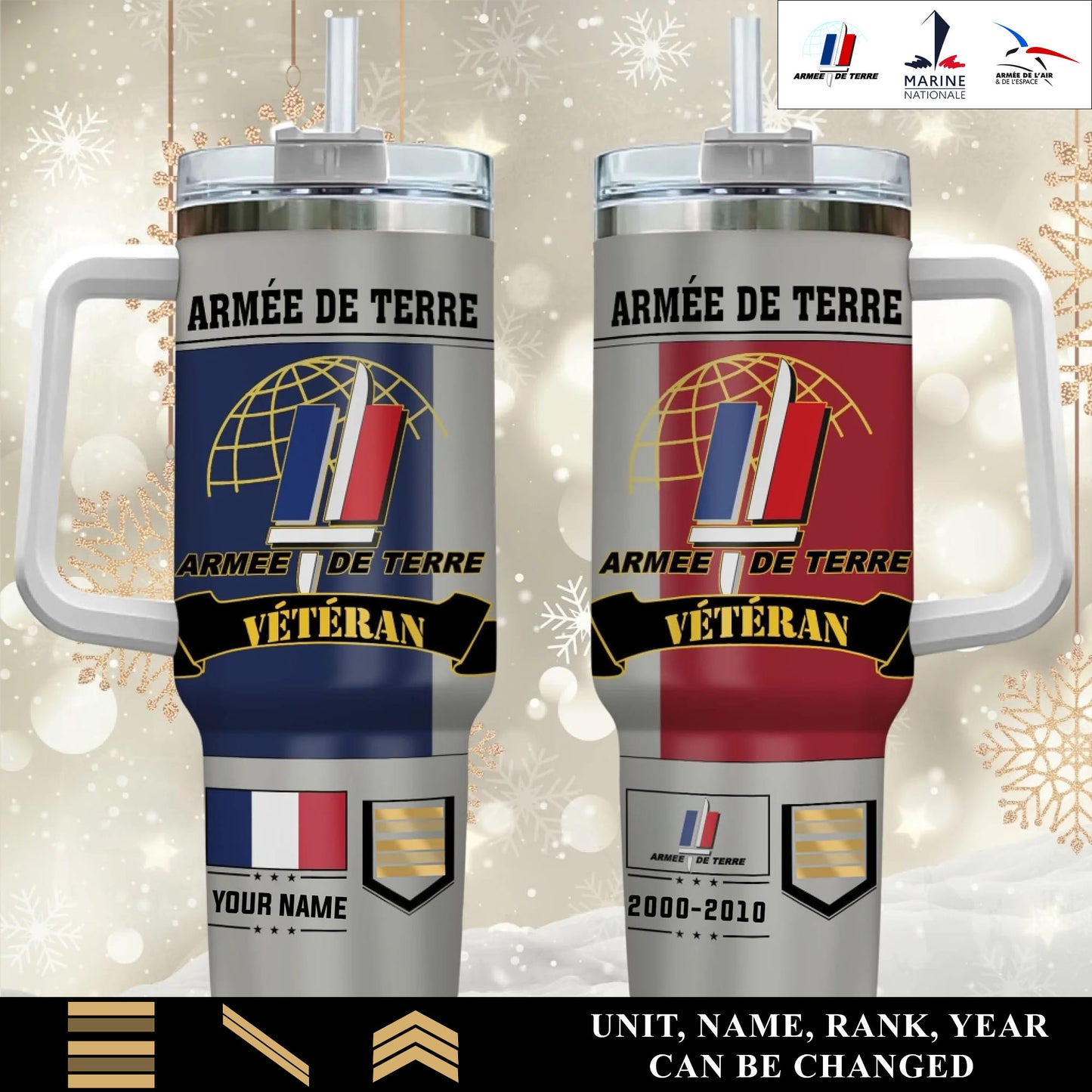 Personalized France Veteran/ Soldier With Rank, Year And Name Camo Tumbler - 17652384
