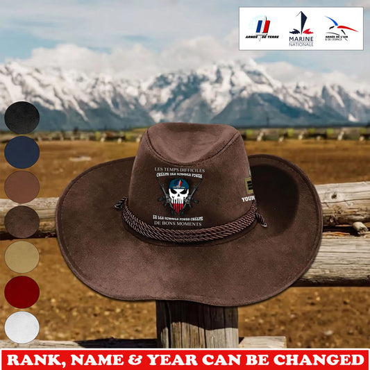 Personalized France Soldier/ Veteran With Rank, Name and Year Cowboy Hat - 1775433602