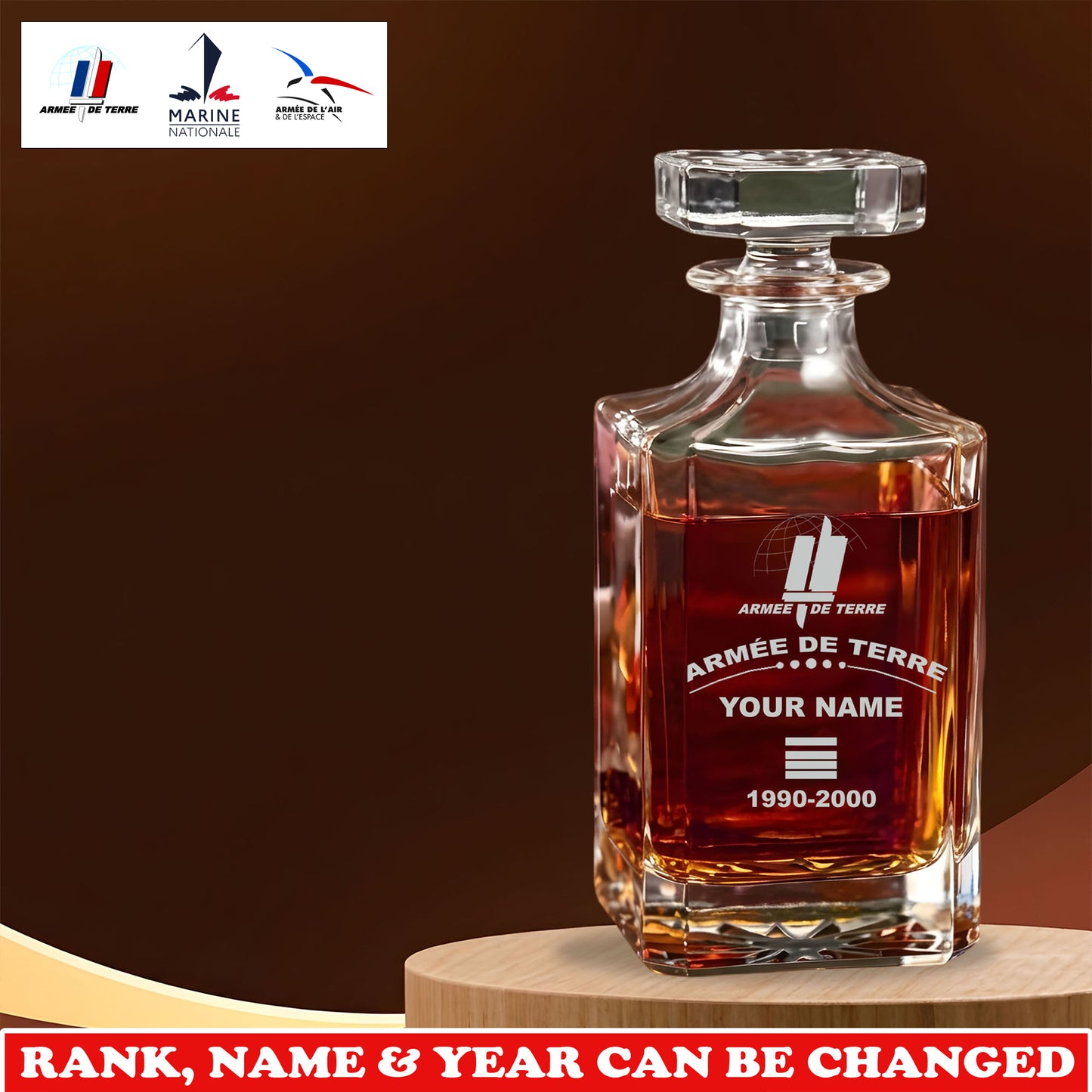 Personalized France Soldier/ Veteran Premium Decanter With Rank, Name And Year - 17750016