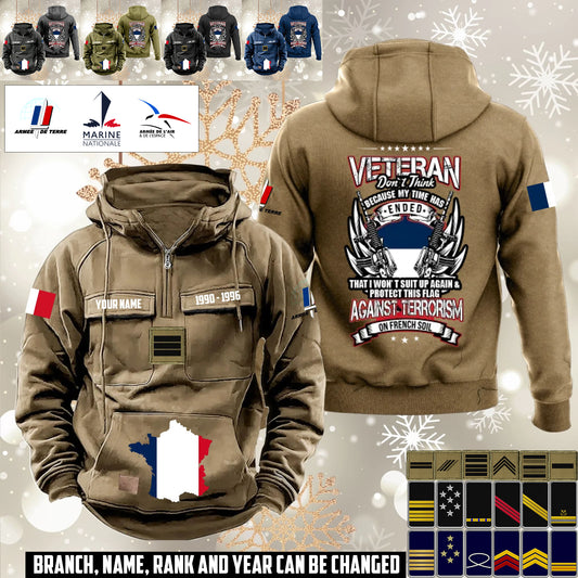 Personalized France Soldier/Veteran Vintage Hoodie All Over Printed - 1760572801