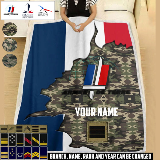 Personalized France Soldier/ Veteran With Rank And  Name Fleece Blanket 3D Printed - 17607456