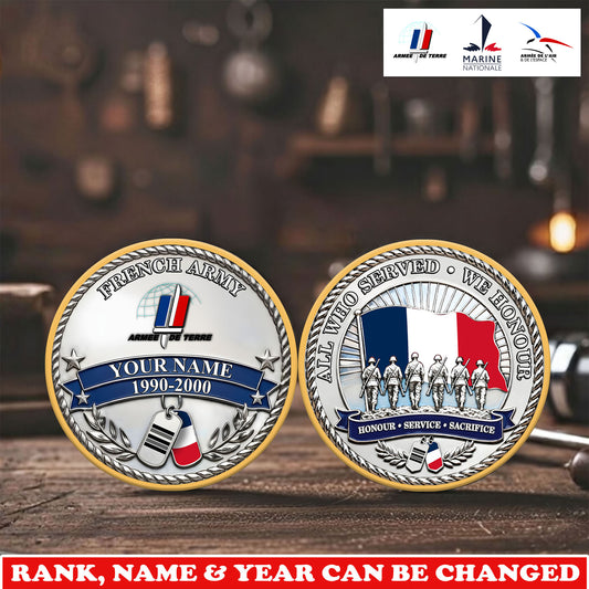 Personalized France Veteran/ Soldier With Rank,  Name And Year Challenge Coin - 17743104