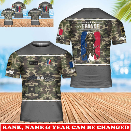 Personalized France Soldier/Veteran Camo with Rank, Name & Year T-Shirt All Over Printed - 17738784
