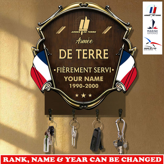 Personalized France Veteran/ Soldier With Rank, Year And Name Wooden Key Holder - 17757792