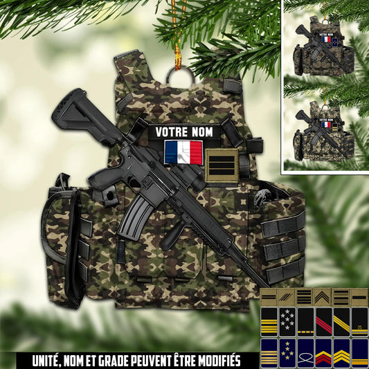 Ornement Gilet Soldat Français – Nom, Grade & Camouflage Personnalisables - 17577216
