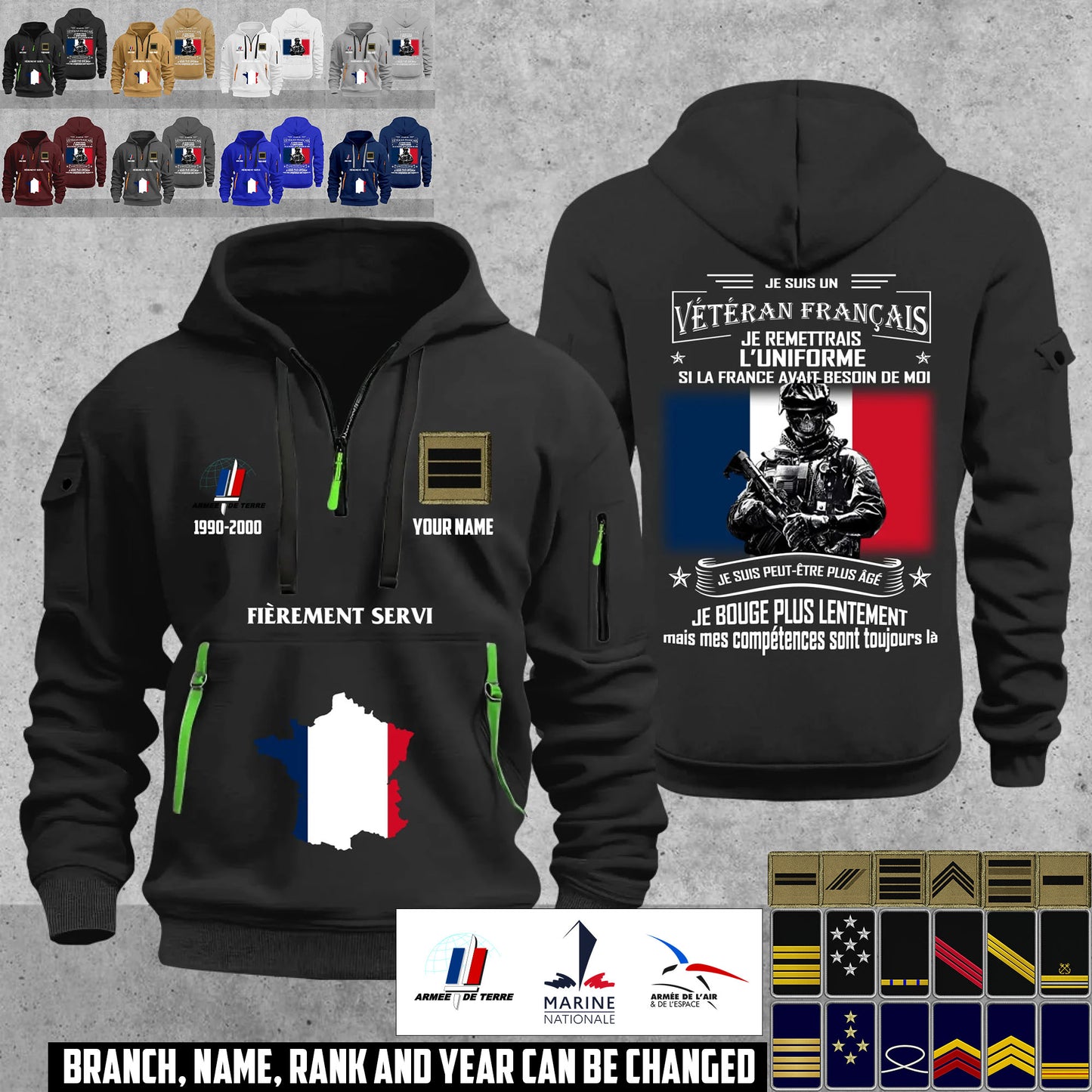 Personalized France Soldier/ Veteran With Name, Year And Rank Zip Hoodie Multicolor - 17667936