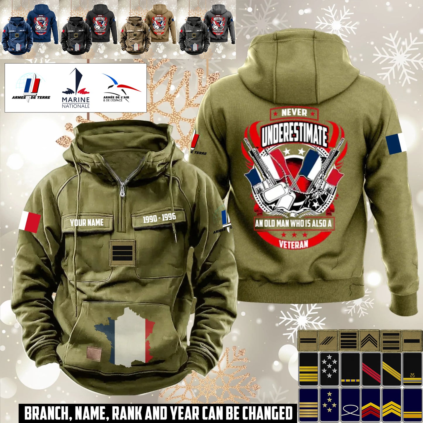 Personalized France Soldier/Veteran Vintage Hoodie All Over Printed - 1760400003