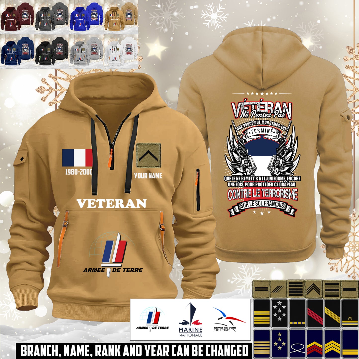 Personalized France Soldier/ Veteran With Name, Year And Rank Zip Hoodie Multicolor - 17642880